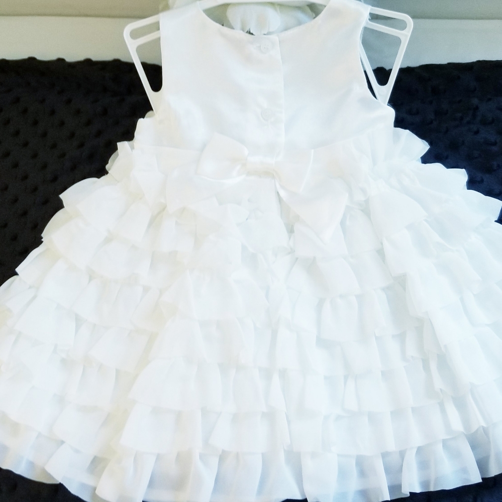 NEW Baby Beri White Ruffle Flower Formal Dress Size 3/6M - Picture 7 of 11